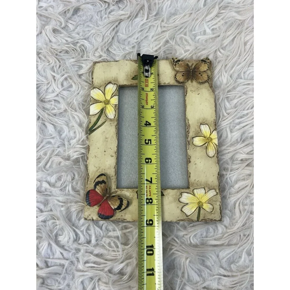 Vintage Multicolor 3D Butterfly Floral 4 x 6 Cottagecore Resin Picture Frame